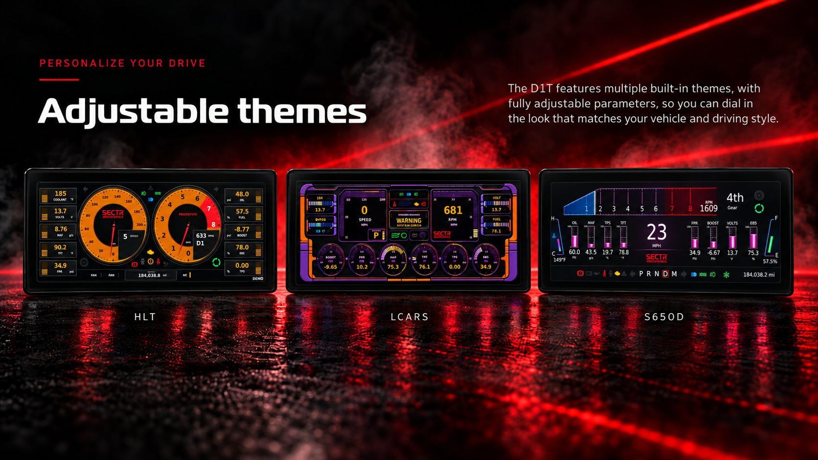 SECTR D1T HLT, LCARS, and S650D theme preview